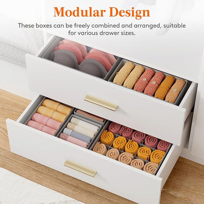 Lifewit Underwear Drawer Organizer for Closet 12 Pack, 3 Sizes Dresser Organizer Dividers, Deep Fabric Foldable Drawer Storage Organizer Bins for Clothes, Sock, Bra, Lingerie, Undies