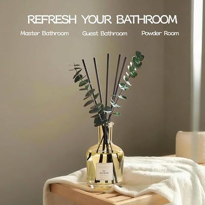 COCORRÍNA Fig Blossom Reed Diffuser – 6.76 oz Essential Oil with 8 Reeds & Real Eucalyptus Sticks, Home Fragrance for Bedroom or Bathroom Décor