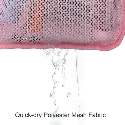 GYEUKHAM Mesh Shower Caddy Hanging Organizer with 7 Pockets and Hooks, Portable Quick Dry Bathroom Storage for College Dorm, Cruise, RV, Gym, Travel Toiletry Bag, Pink, 2 Pack