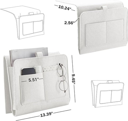 YOUDENOVA Bedside Caddy, Bedside Storage Caddy, Bedside Organizer for Dorm Room, Bunk Bed, Beige