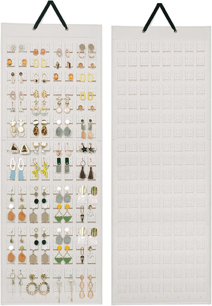 Lolalet Hanging Earring Holder Organizer with 20 Hooks for Women, Earring Organizer Wall Earrings Hanger Pierced Earring Storage, Felt Stud Earring Display, 608 Holes for Earrings- Beige, 1 Pack