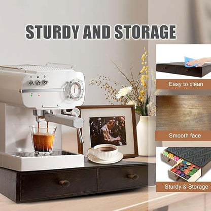 Coffee Pod Holder Storage, Wooden K Cup Organizer for Countertop, K Cup Drawer and Tea Organizer for Counter, Coffee Station Organizer with Silicone Non-Slip Pad (30 Pod Capacity)