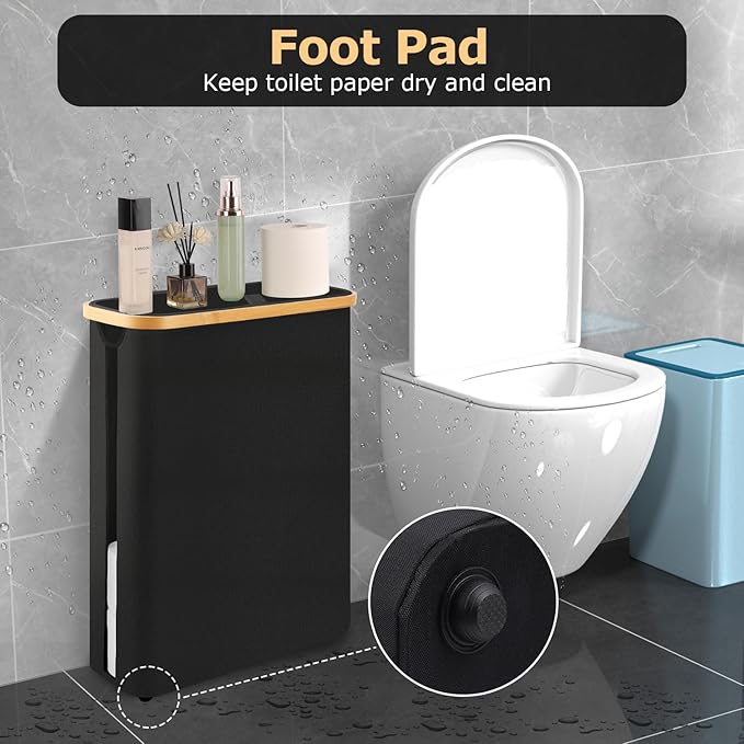 Extra Large Toilet Paper Storage Basket with Lid 49L Slim Toilet Paper Basket Holder Bin Container Organizer for Bathroom Hold up to 20 Regular Rolls or 15 Mega Rolls