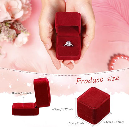 Zhanmai 12 Pcs Christmas Velvet Ring Box Jewelry Box Earring Jewelry Case Gift Boxes for Xmas Women Wedding Engagement Birthday Anniversary Valentines Day 2.12 x 1.77 x 2 Inch(Red)