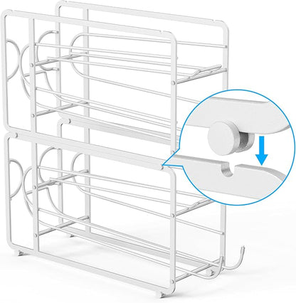 Canyave Soda Can Organizer Storage Rack, 2 Pack Stackable Beverage Soda Can Dispenser Organizer Holder for Refrigerator, Cabinet, Pantry (White)