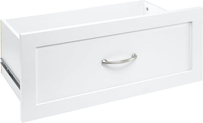 ClosetMaid SuiteSymphony Wood Closet Drawer, Add On Accessory, Shaker Style, For Storage, Closet, Clothes, 25” x 10” Size for 25 in. Units, Pure White