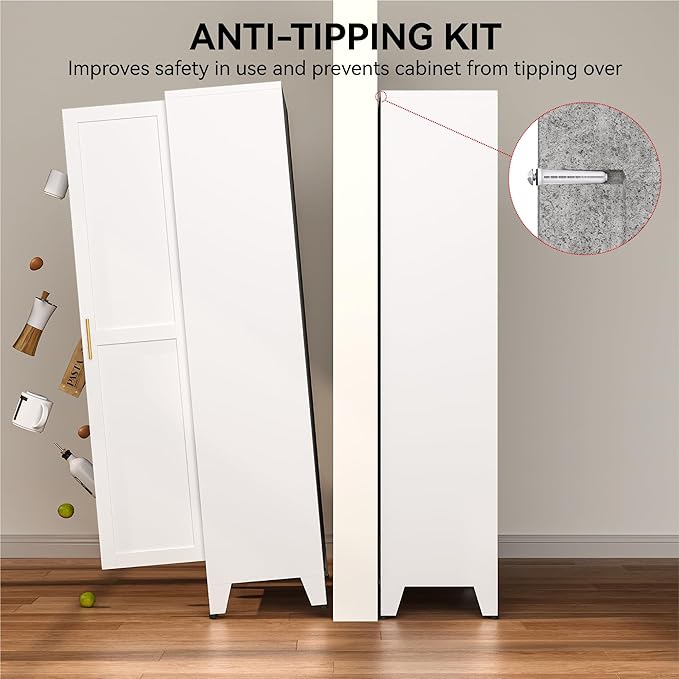 COFaR 71" Metal Wardrobe Closet with 2 Drawers & Hanging Rod, Freestanding Armoire Storage Cabinet with Adjustable Shelf and 2 Doors, White Steel Closet Organizer for Bedroom
