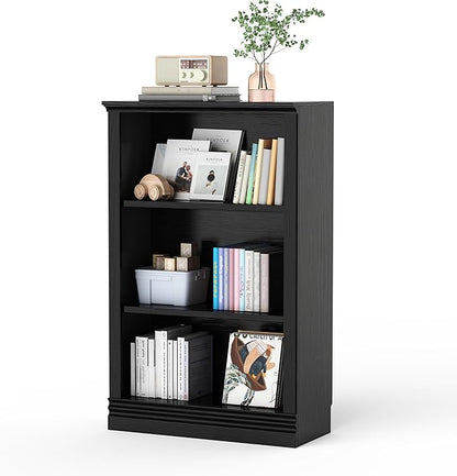 3-Shelf Bookcase, 47" Tall Floor Standing Bookshelf with Adjustable Shelves, Storage & Display Shelf for Living Room, Bedroom, Home Office – Black, 31.5" Wide