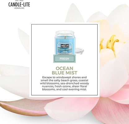 Candle-lite Scented Candles, Ocean Blue Mist, 18 oz Jar, Proudly Poured in The USA, Aromatherapy Candle, Single-Wick with 110 Hours of Burn Time, Perfect for Creating a Relaxing Ambiance