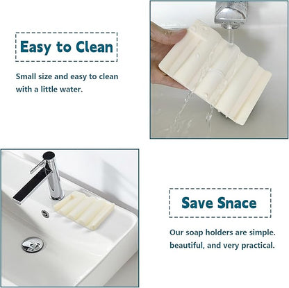 Silicone Soap Dish,Self Draining Soap Holder Perfect for Shower,Bathroom Sink,Kitchen Sink & Travel,Non-Slip Bar Soap Holder Extend Soap Life,Keep Soap Bars Dry & Easy Cleaning Beige-1Pcs
