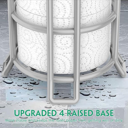 TomCare Toilet Paper Holder Stand with Storage Shelf Tissue Paper Roll Dispenser Free Standing 4 Raised Feet Toilet Paper Storage Metal Bathroom Organizers and Storage