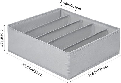 4 Packs Wardrobe Clothes Organizer,5 Grids Washable Portable Closet Organizer Storage Box Foldable Closet Drawer Organizer for thicker Scarves,Leggings,Long sleeve shirts（32 * 30 * 11）