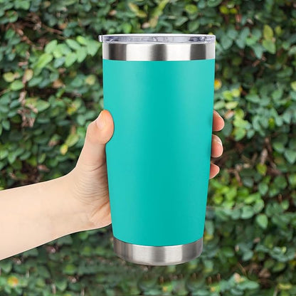 20oz Stainless Steel Tumbler with Lid, Travel Mug - Double Wall Vacuum Powder Coated Cup - Light Green, 1 Pack