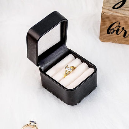 SANQIANWAN PU Leather Wedding Ring Box Jewelry Case for Proposal Engagement Ring Box Jewelry Display Box Gift Box for Birthday and Anniversary (Black-B)