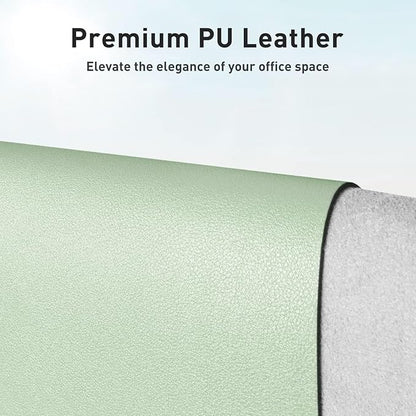 Aothia Faux Leather Desk Mat - Non-Slip PU Leather Desk Blotter, Waterproof Writing Surface, Large Desk Pad for Office & Home (Aqua, 55" x 17")