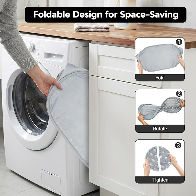 Sturdy Collapsible Laundry Baskets with Side Pockets, Mesh Pop Up Laundry Hamper, Foldable Clothes Storage Hamper with Reinforced Carry Handles for Home, Dorm, Travel -Polka Dot Print, Gray