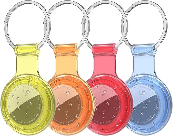 Compatible with AirTag Holder Case Keychain 4 Pack, for AirTag 1st & 2nd Generation Key Chain Ring Case Cover for Air Tag Holder GPS Tracker Item Air Tags Finders Air Tagholder for Kids,Bags,Luggages