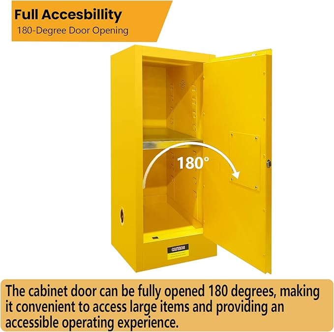 159 Gal Flammable Storage Cabinet with 3-Point Locking System and Adjustable Galvanized Shelves for Industrial Laboratories, Warehouses, Fire Resistant Metal Storage Cabinet for Flammable Liquids