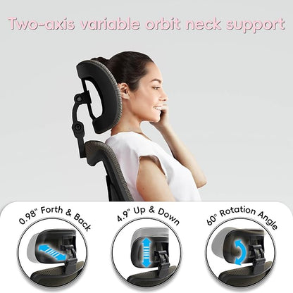 Office Home Ergonomic Desk Chair-Computer X-Shaped Chair Mesh PU Leather with Adjustable Lumbar Support-Executive Chair High Back Flip-Up Arms for Long Hours (Dark Green)