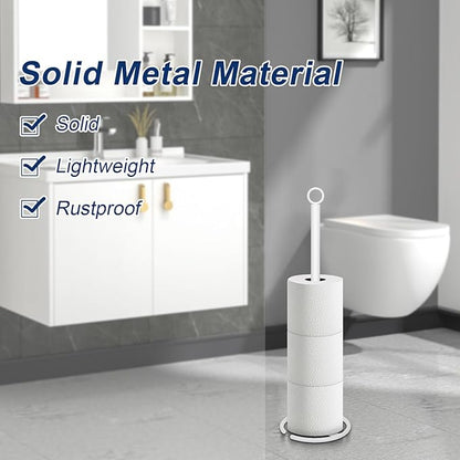 NearMoon Bath Toilet Paper Holder Stand, Freestanding Tissue Paper Storage with Reserve, Space Toilet 4 Rolls Holder for Bathroom/Kitchen Countertop-All Metal (2 Pack, White)