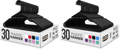 Utopia Home Clothes Hangers 60 Pack - Plastic Hangers Space Saving - Durable Coat Hanger with Shoulder Grooves (Black)