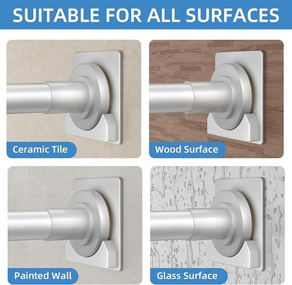 CorkLatta Matte Silver Shower Curtain Rod,1 Inch Diameter Stainless Steel Adjustable Spring Tension Rods 32 to 92",with Holders,Anti-Slip,Curtain Rods No Drilling(1 Pack)
