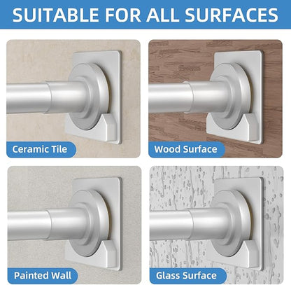 CorkLatta Matte Silver Shower Curtain Rod,1 Inch Diameter Stainless Steel Adjustable Spring Tension Rods 32 to 80",with Holders,Anti-Slip,Curtain Rods No Drilling(1 Pack)
