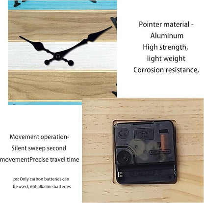 Blue Solid Wood Wall Clock for Living Room Farmhouse Wall Clocks Battery Operated 12 Inch Round Wall Clock Silent