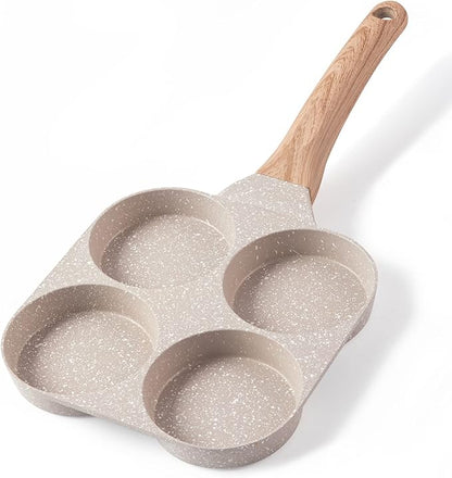 CAROTE Egg Pan Omelette Pan, 4-Cup Nonstick Granite Omelette Skillet - Pancake Pan and Healthy Egg Cooker Suitable for Gas Stove & Induction Cookware