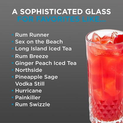 Bartesian Diamond Etched Highball Glasses - 10.5 Oz Tall High Ball Collins Glass Set for Mixed Cocktails & Mocktails - Classy Home Bar Mixing Glassware with Luxurious Gift Packaging - Set of 2
