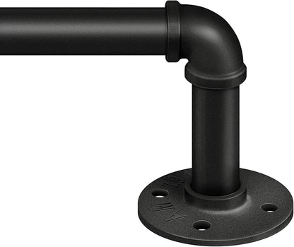 Zeerobee Curtain Rods for Windows 16 to 28, 1 Inch Industrial Wrap Around Black Curtain Rod, Indoor/Outdoor Room Divider Adjustable Drapery Pole, 16"-28"