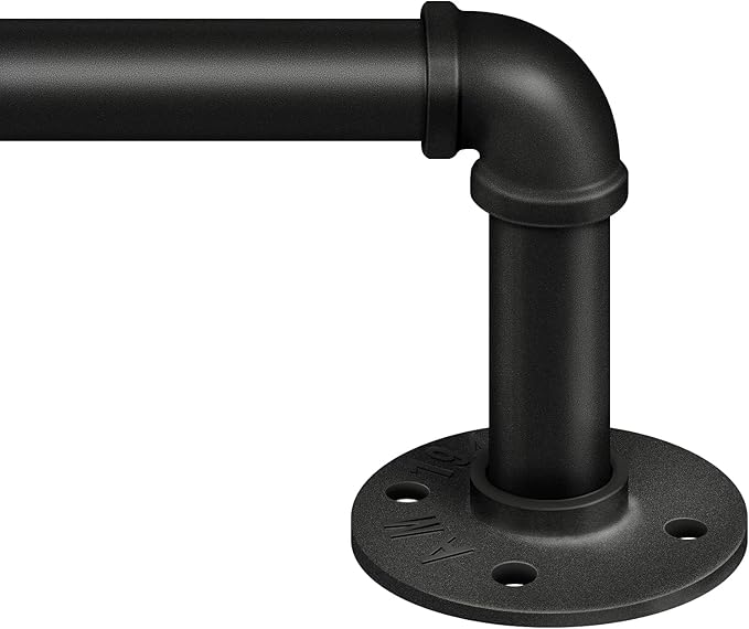 Zeerobee Curtain Rods for Windows 72 to 144, 1 Inch Industrial Wrap Around Black Curtain Rod, Indoor/Outdoor Room Divider Adjustable Drapery Pole, 72"-144"