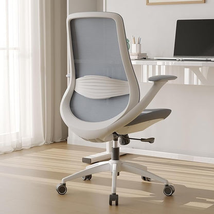 Ergonomic Mesh Office Chair, 330LBS Executive Desk Chair with Lumbar Support, 2D Armrests, Comfy Swivel Computer Task Chairs for Long Hours (Grey)
