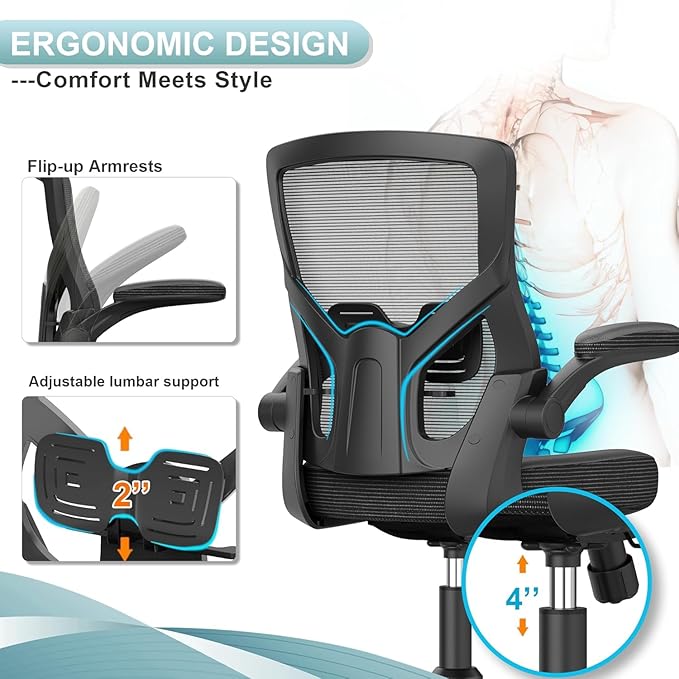 Ergonomic Office Desk Chair with Waterfall Seat and S-Shaped Back for Lower Back & Leg Pressure Relief, Comfortable for 8+ Hours Sitting