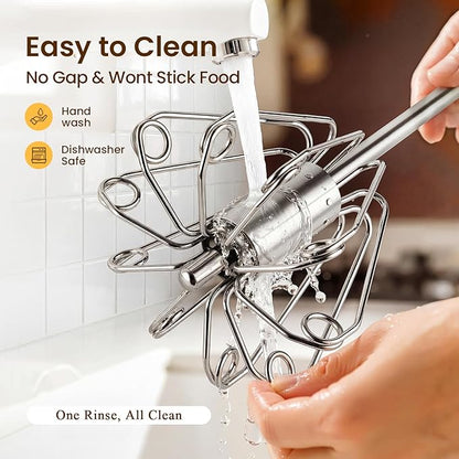 Danish Dough Whisk & Egg Whisk Set for Sourdough Bread, 2PCS Bread Dough Mixer for Sourdough, Pizza, Batter, Eggs & Cream, Heavy Duty Baking Whisks, 12-Inch
