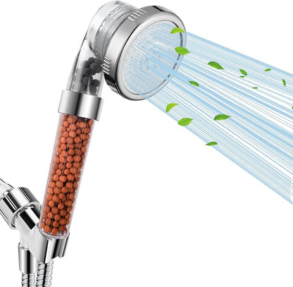 Filtered Shower Head for Hard Water, High Pressure 3 Modes Shower Heads with Handheld Spray, Water Softener Showerhead Set with Mineral Beads to Remove Chlorine & Fluoride for Dry Hair & Skin