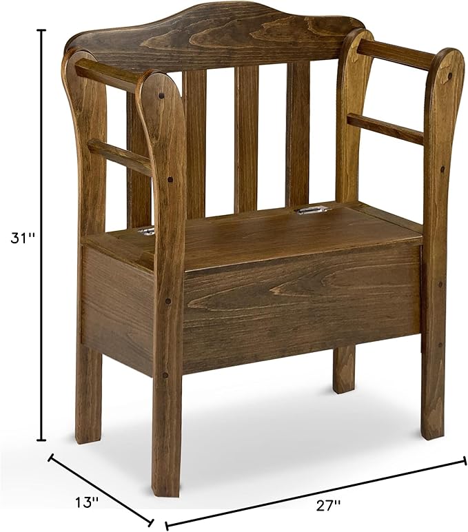 Peaceful Classics Bench with Storage - Small Wooden Storage Bench for Entryway, Hallway, Mudroom, Farmhouse, Bedroom, & Living Room, Amish Handmade Furniture Storage Organizer, Special Walnut