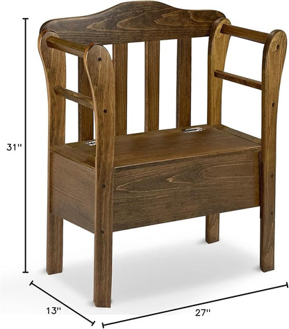 Peaceful Classics Bench with Storage - Small Wooden Storage Bench for Entryway, Hallway, Mudroom, Farmhouse, Bedroom, & Living Room, Amish Handmade Furniture Storage Organizer, Special Walnut