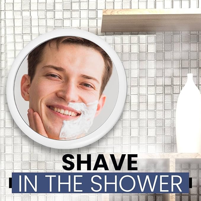 MIRRORVANA Anti Fog Mirror for Shower - Fogless, Shatterproof Shaving Mirror with 360° Swivel and Adjustable Suction Cup - 6.7" x 6.7" Round