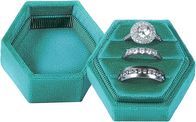 Velvet 3 Slots Jewelry Ring Box Engagement Wedding Box Keepsake Box Bridal Photo Ring Triple Slots Hexagon