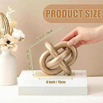3 Link Wood Knot Decor Rustic Home Décor Accents Hand Carved Coffee Table Decoration, Boho Chain Link Decoration, Modern Shelf, Rustic Objects for Home Living Room Bedroom(Champagne)