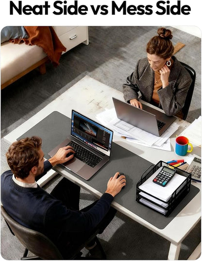 YSAGi Leather Desk Protector, Office Mat, Large Mouse Mat, Non-Slip PU Leather Blotter, Laptop Desk Mat, Waterproof Writing Pad for Office and Home(Dark Grey, 40" x 24")