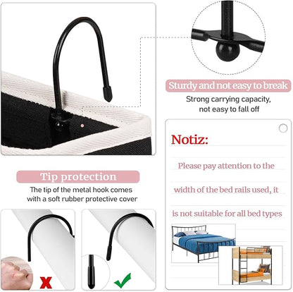 Bedside Caddy Bedside Hanging Storage Basket Bed Caddy for Headboards Bunk Dorm Rooms Crib Beds Rails Organizer (Black)