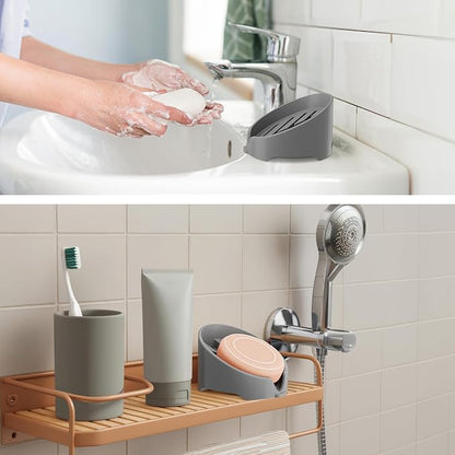 NiHome Silicone Sponge Holder Compatible with Scrub Daddy Mommy Sponges for Kitchen & Bathroom, Auto Draining Organizer Holds Multiple Sponges & Cleaning Tools, Food-Grade, Dishwasher Safe (Dark Gray)