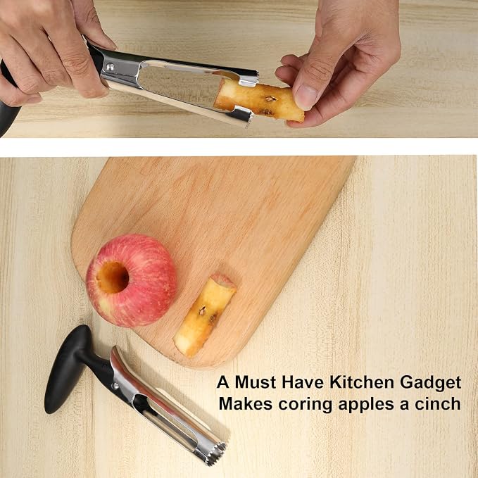 Small Apple Corer Tool Stainless Steel Cool Kitchen Gadgets Fruits Core Remover for Coring Pears Tomatoes Bell Peppers Fuji Honeycrisp Gala Cupcake Small Vegetables - Black