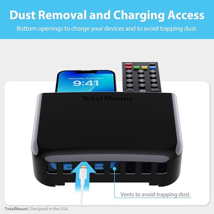 TotalMount Hole-Free Remote Holder – Eliminates Need to Drill Holes in Your Wall (Premium Black Holder for 2 or 3 Remotes)
