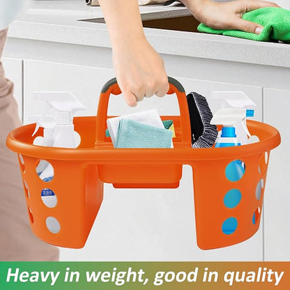 Large Shower Caddy Portable 2PC - Made in USA Plastic Jumbo Size Dorm Storage Candy Tote with Handle Shower Organizer for Bathroom, Pantry, Kitchen, College Dorm, Green/Orange