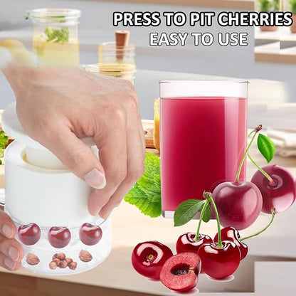 Cherry Pitter Tool 7-in-1, Portable Cherries Seed Remover, Fruit Pit Core Remover for Make Fresh Cherry Dishes, Cherry Pie and Jam and Cocktail Cherries