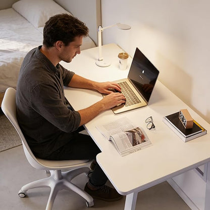 Small Computer Desk Gaming Desk 31.5 inch Modern Simple Style White Writing Study Table for Home Office Bedroom Living Room Easy Assembly