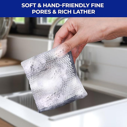 Wangjinpeng 12 PCS 3-Layer Non-Scratch Multipurpose Steel Wire Dishcloths - Reusable Quick-Dry Odor-Free Scrub Cloths for Dishes, Kitchen Cleaning Cloths for Cookware, Sinks, Stove Tops(9.84X9.84)